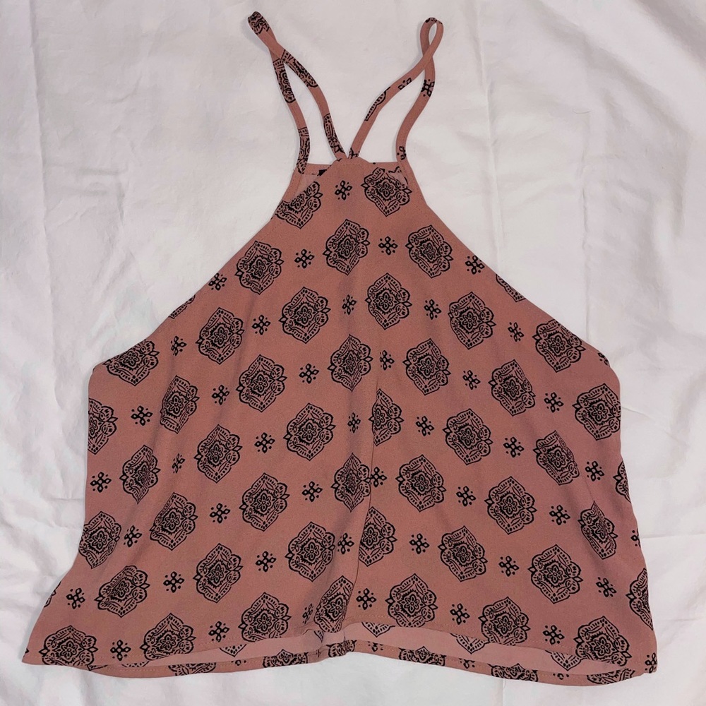 Y-Neck Halter Crop Top
